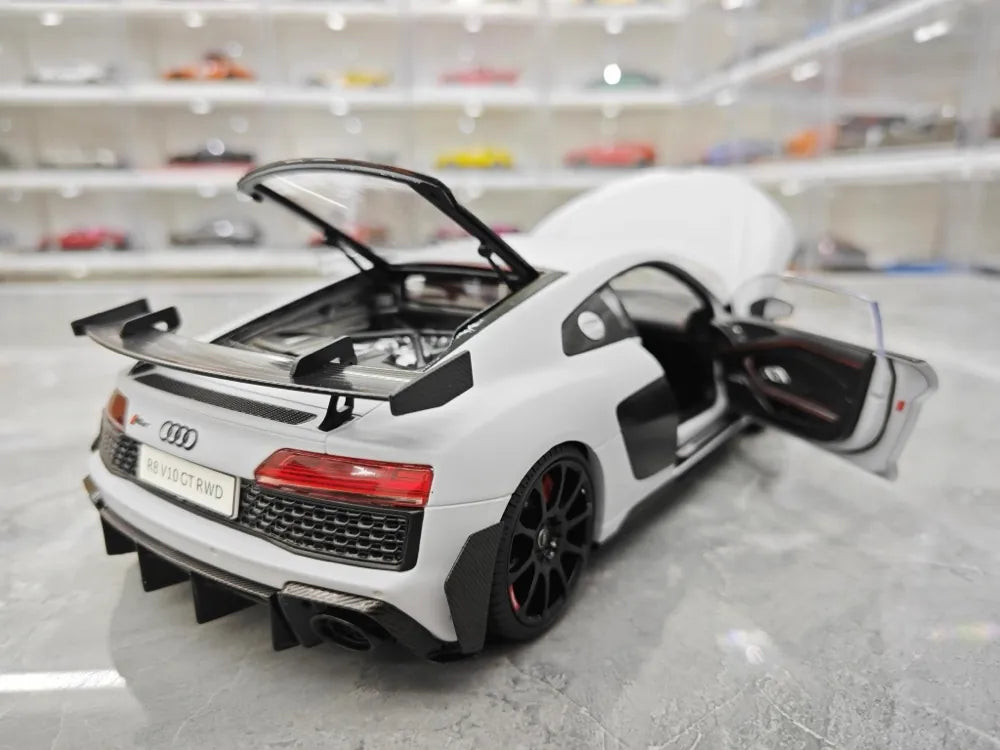 كينغفاي Audi 2021 R8 GT RWD وايت 1:18 – نموذج معدني قابل للجمع من القالب المصبوب