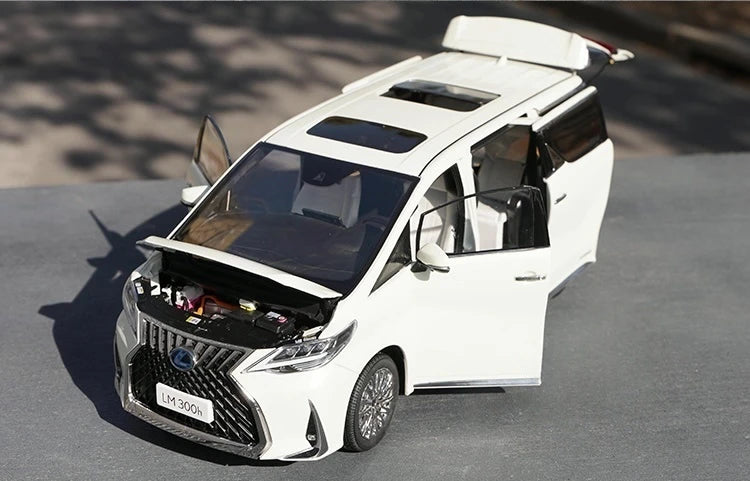 KengFai Lexus 2020 LM 300h branco 1:18 – modelo de coleção em metal fundido