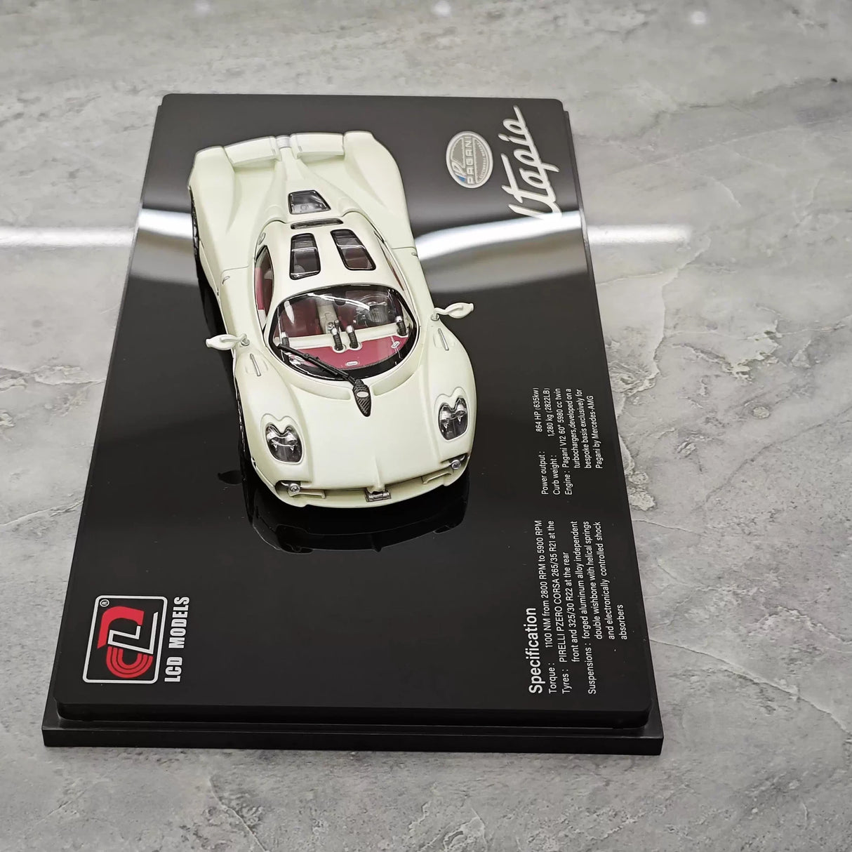 LCD Pagani 2023 Utopia White 1:43 – Collectible Diecast Model Die-Cast
