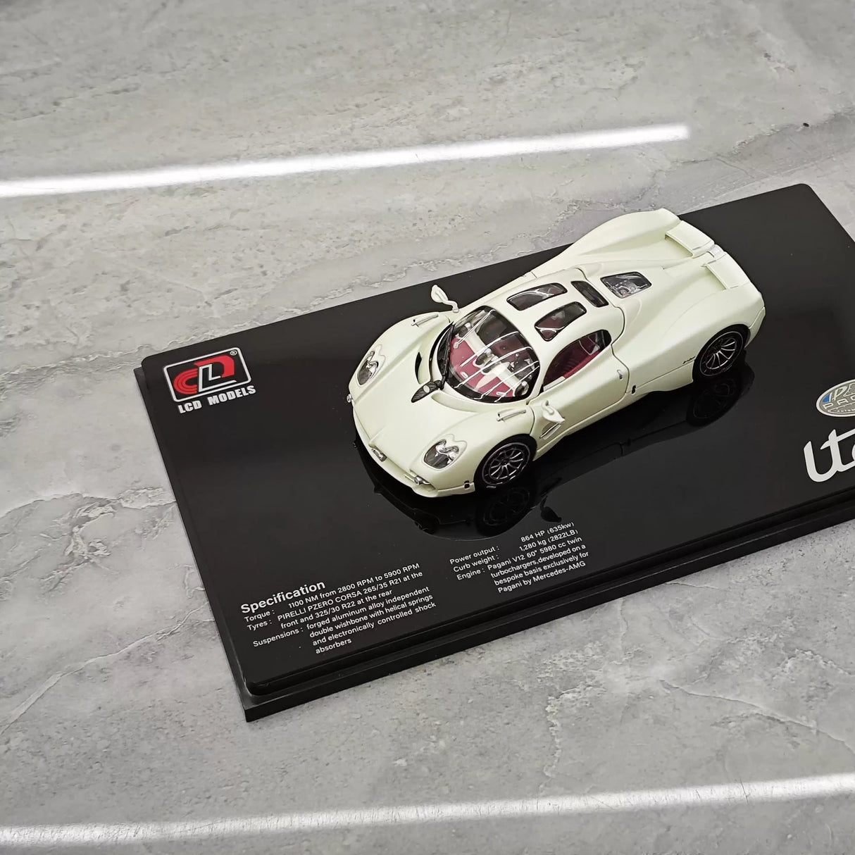 LCD Pagani 2023 Utopia White 1:43 – Collectible Diecast Model Die-Cast