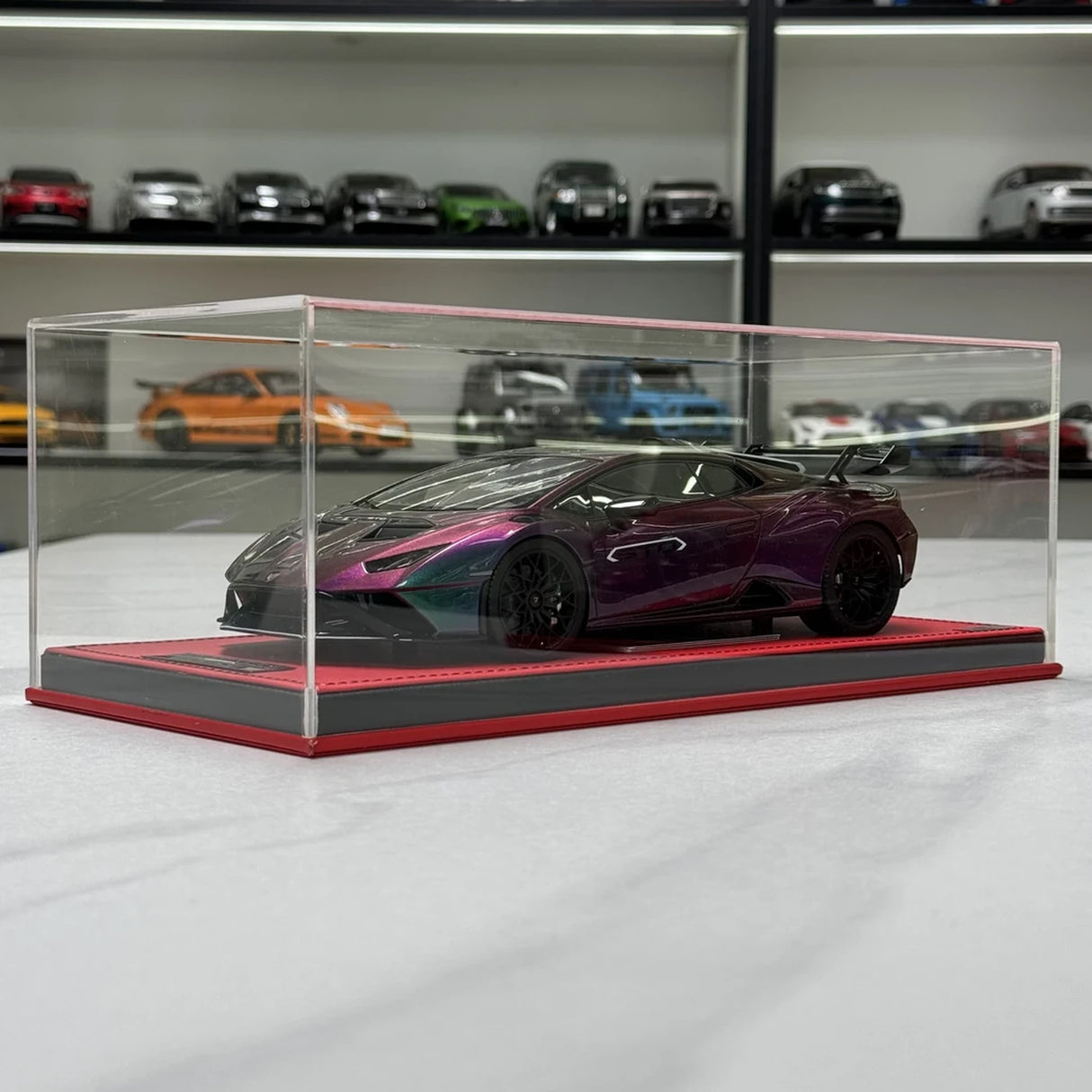 MR المجموعة Lamborghini 2021 هوراكان STO كاميليون 1:18 – نموذج راتنج قابل للجمع (MR Collection)