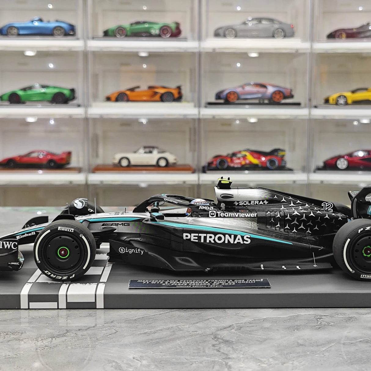 1:18 Mercedes-AMG 2025 F1 W16 #12 캐나다 GP 안드레아 키미 안토넬리 F1Minichamps 제작 레진 모델 카 - 뷰 5