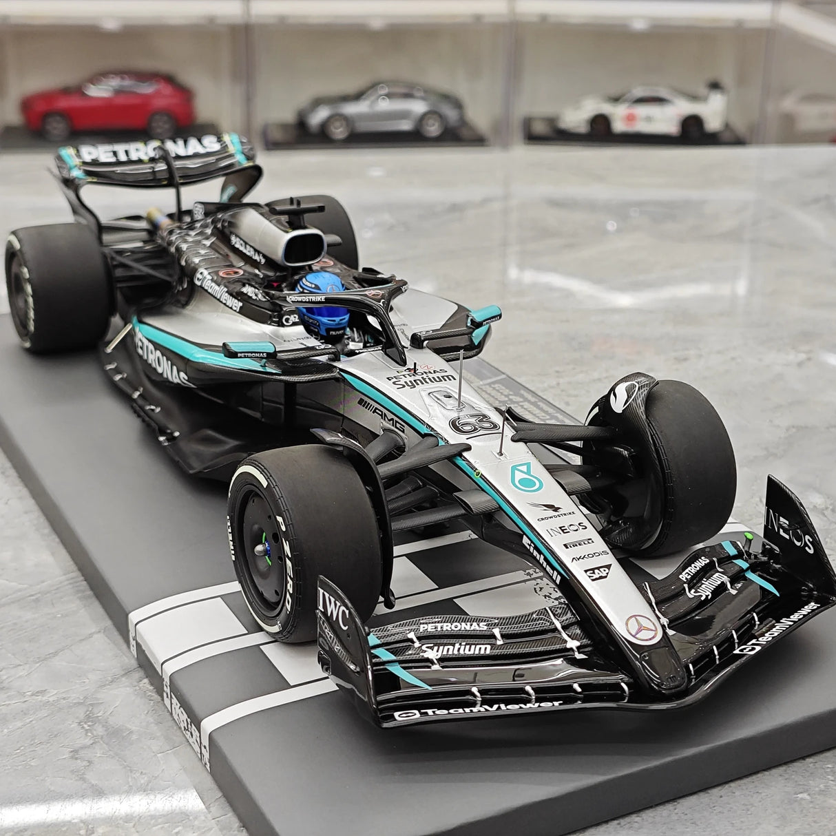 1:18 Mercedes-AMG 2025 F1 W16 #63 캐나다 GP 조지 러셀 F1 Minichamps 의 레진 모델 카 - 보기 10