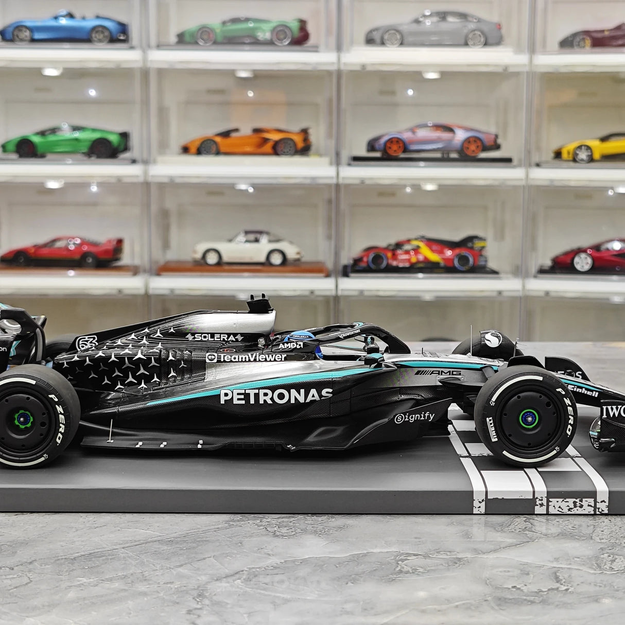 1:18 Mercedes-AMG 2025 F1 W16 #63 캐나다 GP 조지 러셀 F1 Minichamps 제작 레진 모델 카 - 뷰 9