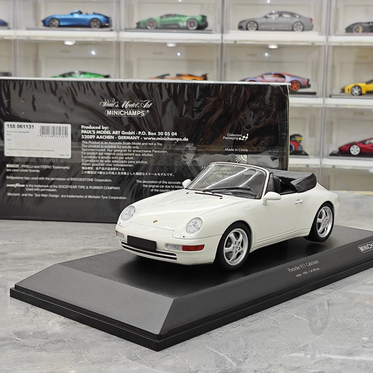 Minichamps Porsche 1994 911 993 Cabriolet wit 1:18 – diecast verzamelmodel