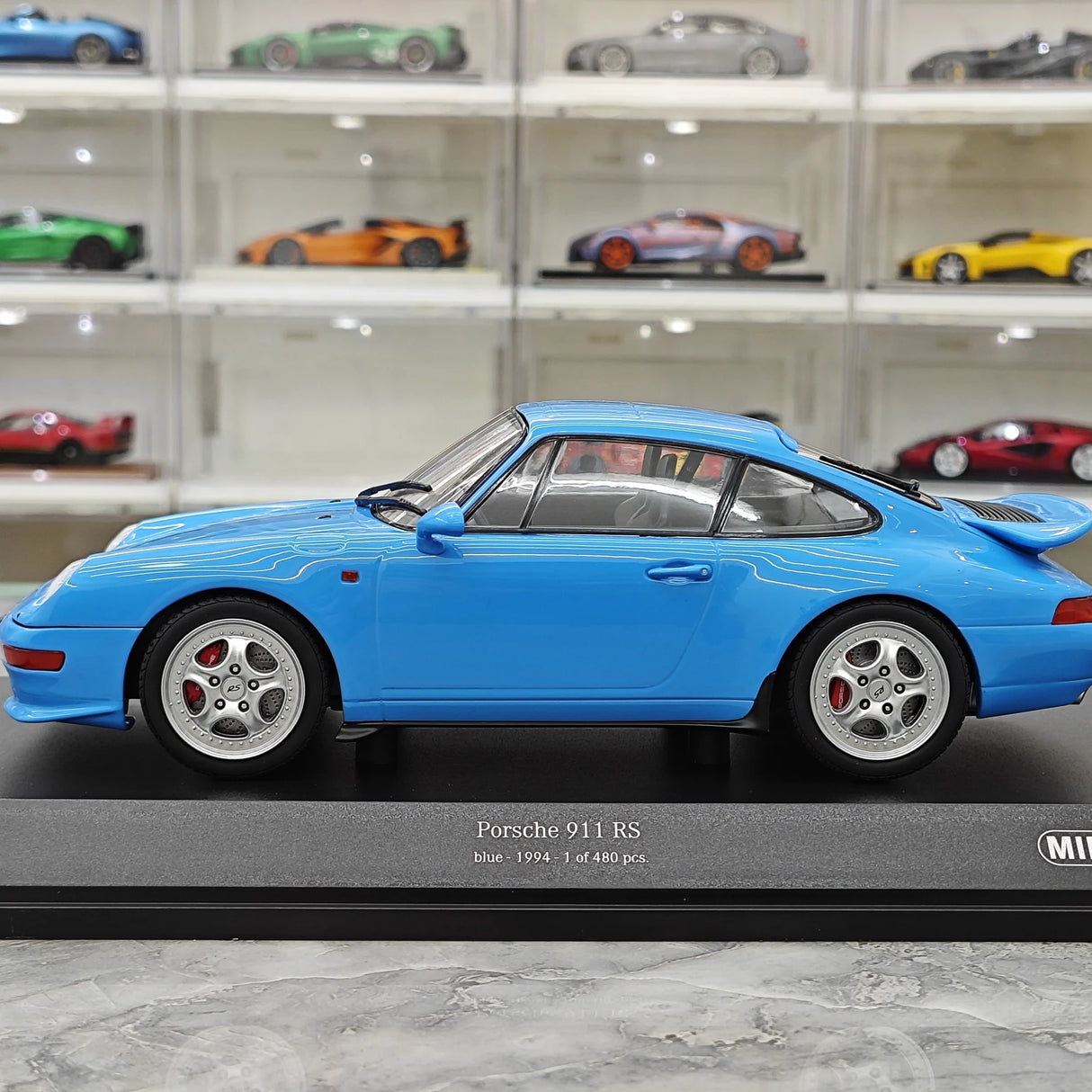 Minichamps Porsche 1994 911 RS 993 Blue 1:18 – Modelo de Metal Fundido Colecionável