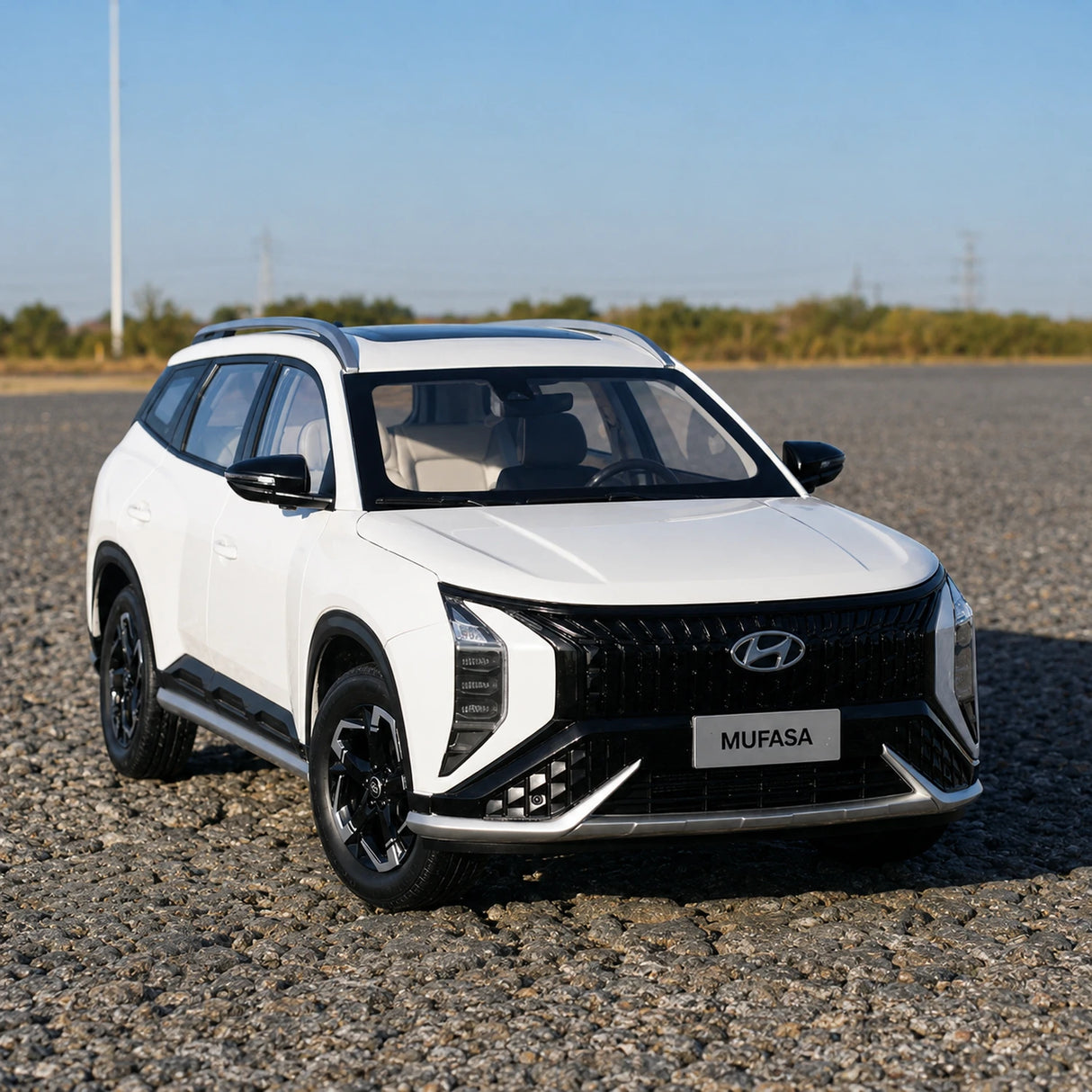 OEM Hyundai 2023 موفاسا وايت 1:18 – نموذج معدني قابل للجمع من القالب المصبوب