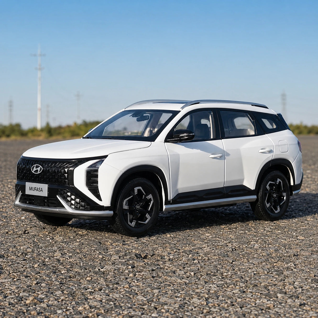 OEM Hyundai 2023 موفاسا وايت 1:18 – نموذج معدني قابل للجمع من القالب المصبوب