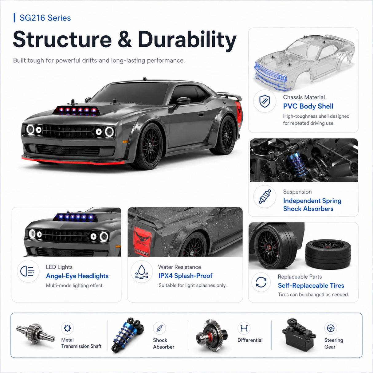 1:16 스케일 High-Imitation Dodge Challenger RC Drift Car RC Car