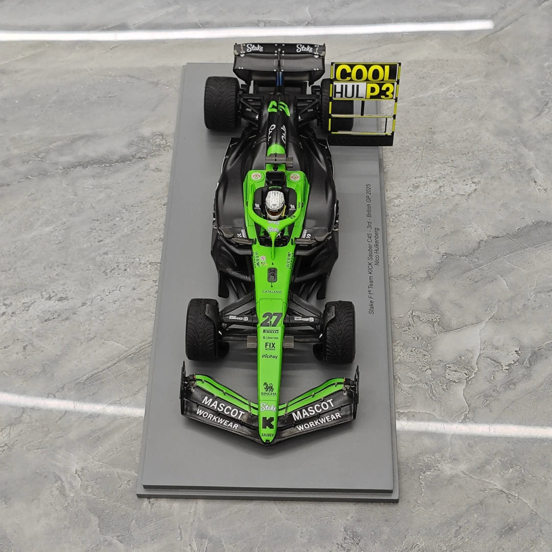 1:18 Sauber 2025 C45 #27 British GP Nico Hülkenberg F1 Harzmodellauto von Spark – Ansicht 2