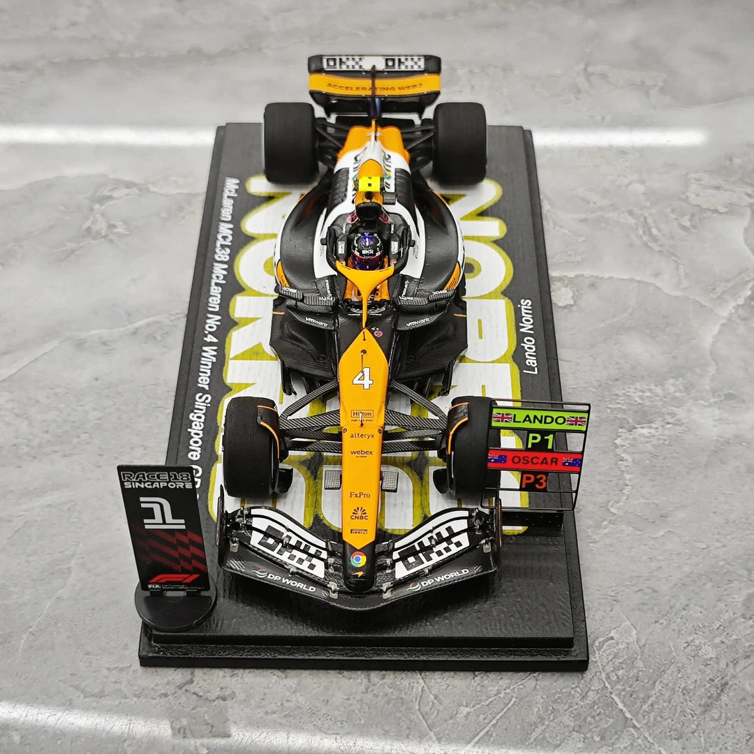 1:43 McLaren 2024 MCL38 #4 Singapore GP Lando Norris F1 model car by Spark - view 2