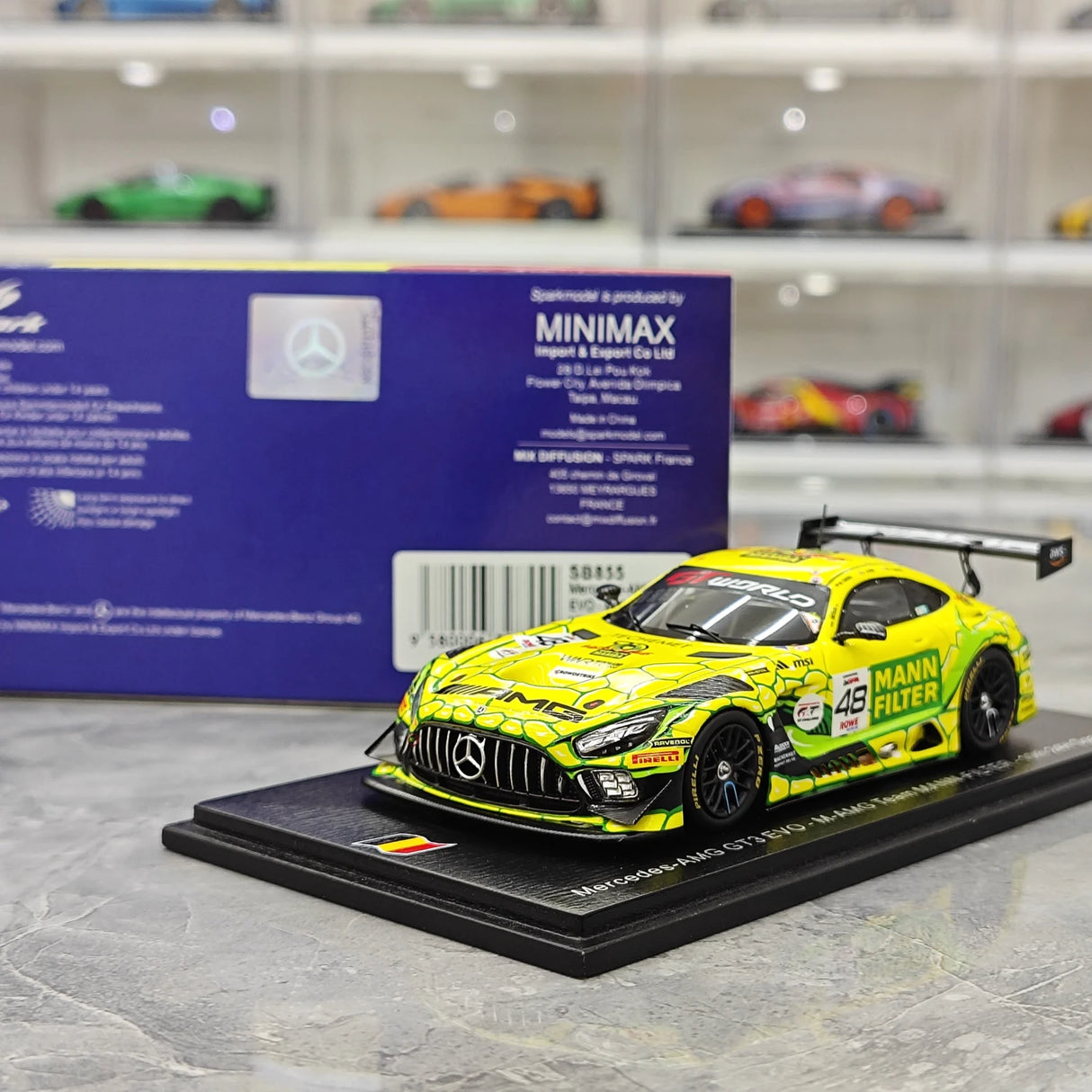 1:43 Mercedes-AMG 2025 GT3 EVO voiture modèle Spa 24h #48 par Spark - vue 14