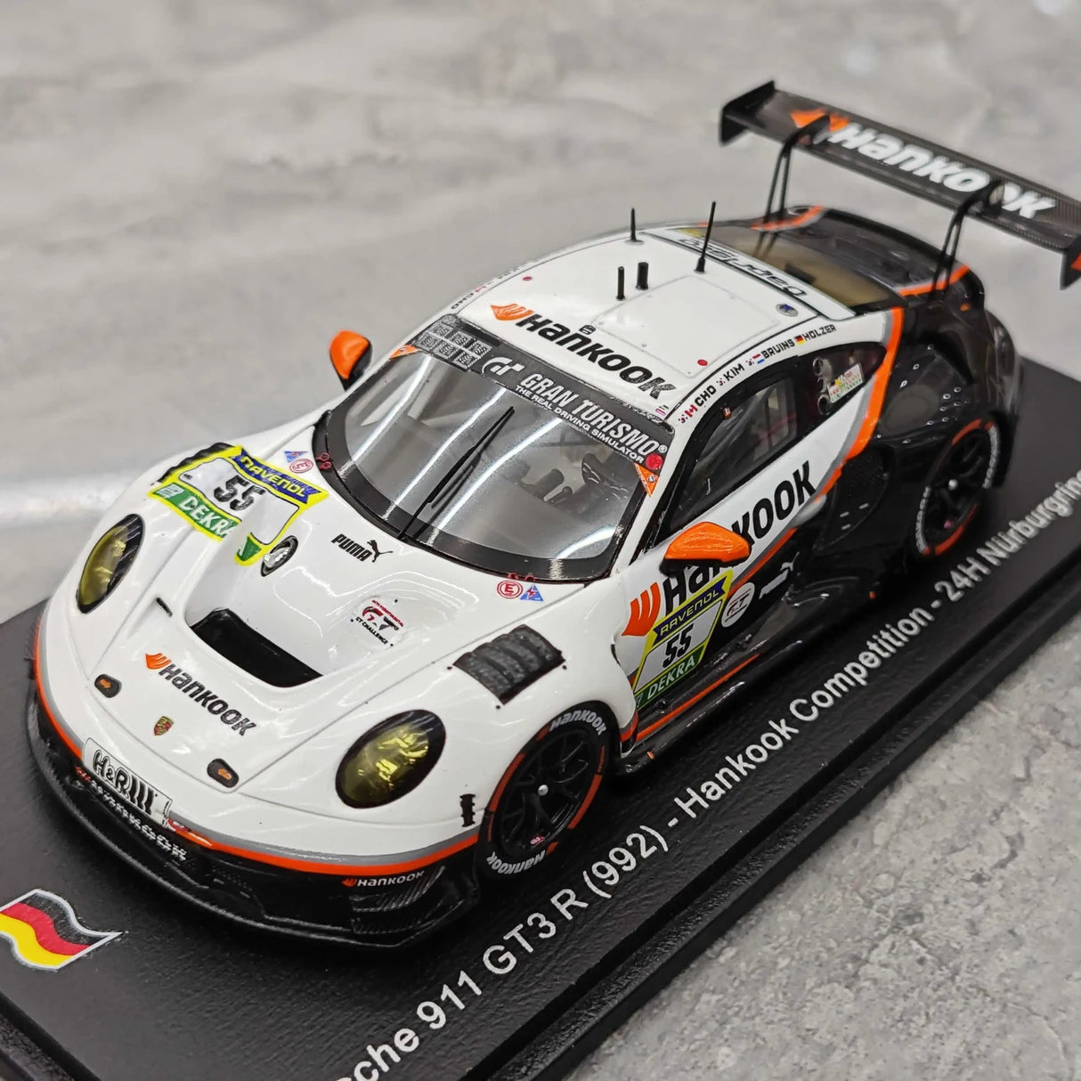 Porsche 2025 911 992 GT3 R 한국 대회 9위 #55 1:43 24시간 뉘르부르크링 수지 수집 모델 Spark - 뷰 4