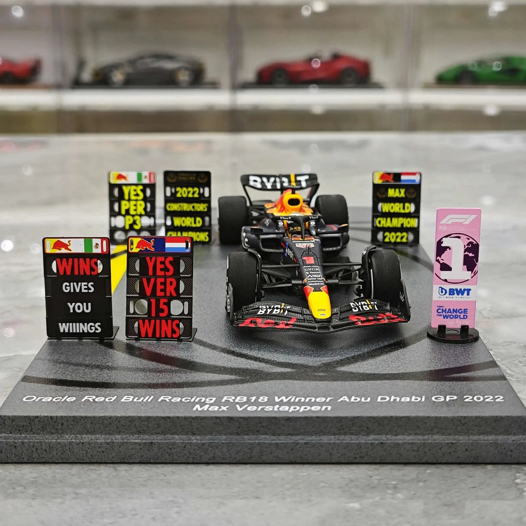 1:43 Red Bull 2022 RB18 #1 Abu Dhabi GP Max Verstappen F1 resin model car by Spark - view 1