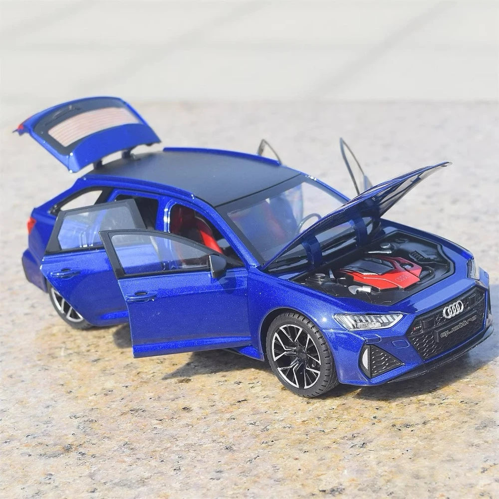 Audi 2019 RS6 C8 azul 1:24 – modelo de exposição em metal fundido