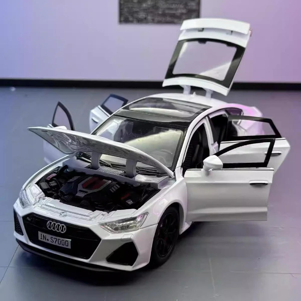Audi 2024 RS7 branco 1:24 – modelo de exposição em metal fundido