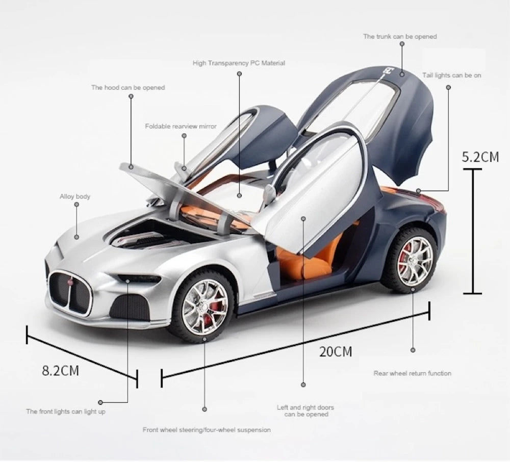 Bugatti 2015 Atlantic فضي 1:24 – نموذج عرض معدني مصبوب