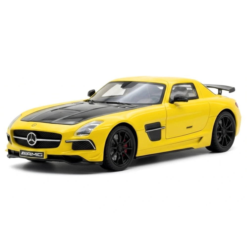 Mercedes-Benz 2013 SLS AMG preto Series amarelo 1:24 – modelo de exposição em metal fundido
