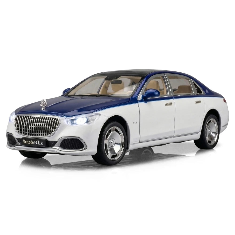 Mercedes-Maybach 2021 S680 Blue 1:24 – Valuvalettu näyttömalli