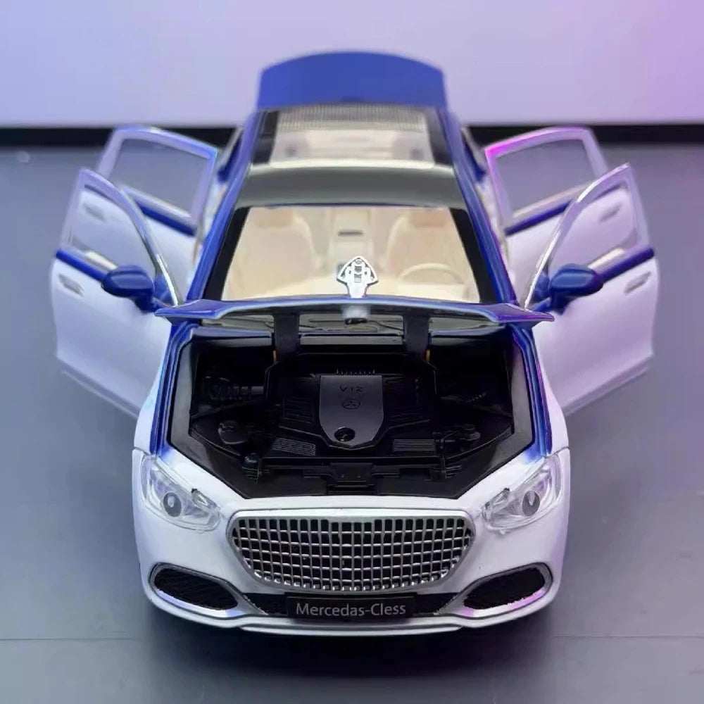 Mercedes-Maybach 2021 S680 Blue 1:24 – Valuvalettu näyttömalli