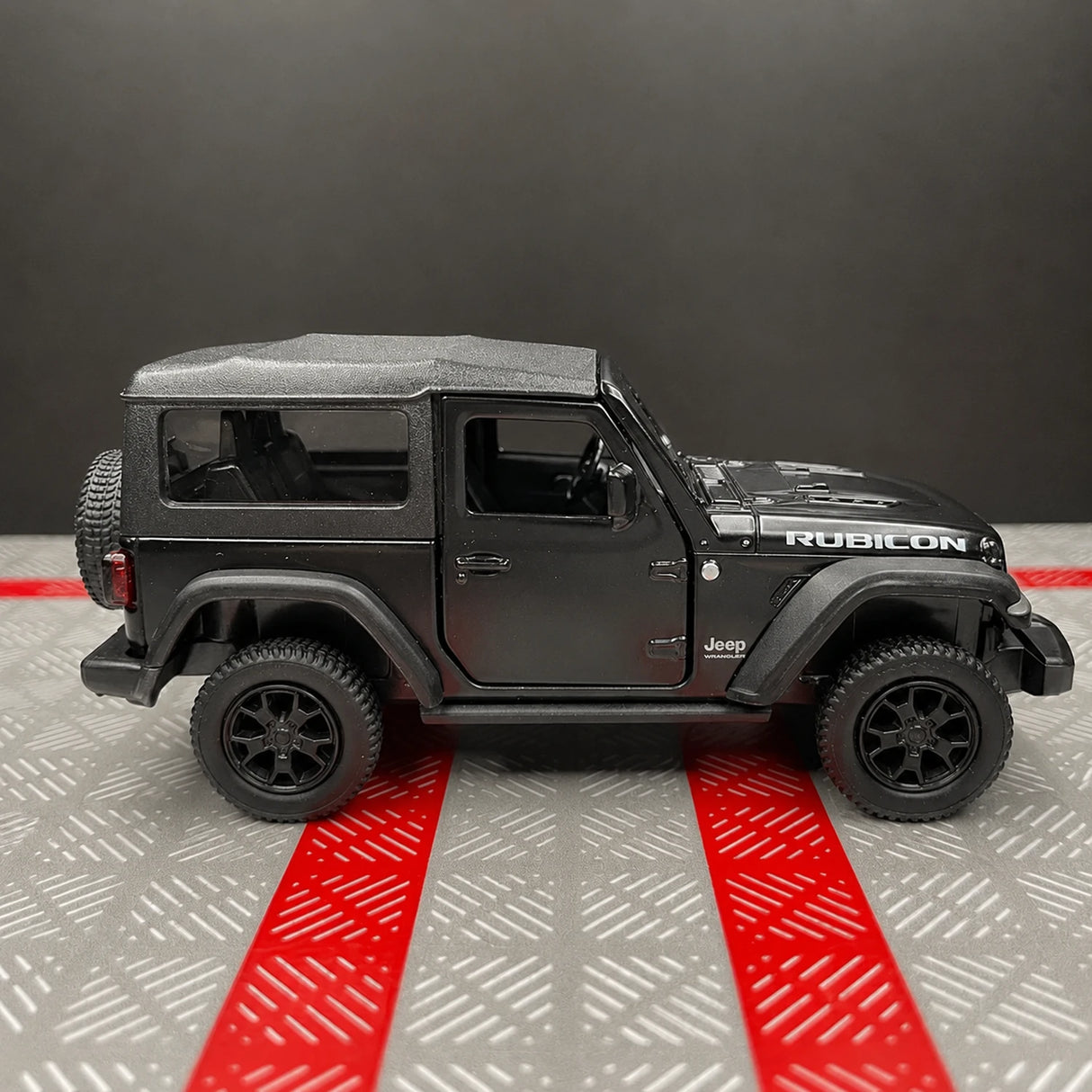 Jeep 2018 Wrangler Rubicon Matte أسود 1:36 – نموذج عرض معدني مصبوب