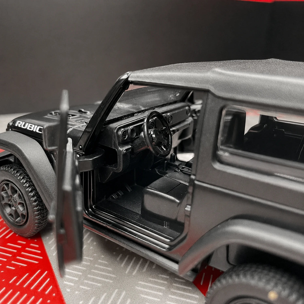 Jeep 2018 Wrangler Rubicon Matte أسود 1:36 – نموذج عرض معدني مصبوب