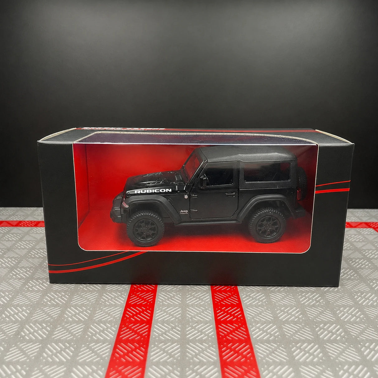 Jeep 2018 Wrangler Rubicon Matte أسود 1:36 – نموذج عرض معدني مصبوب