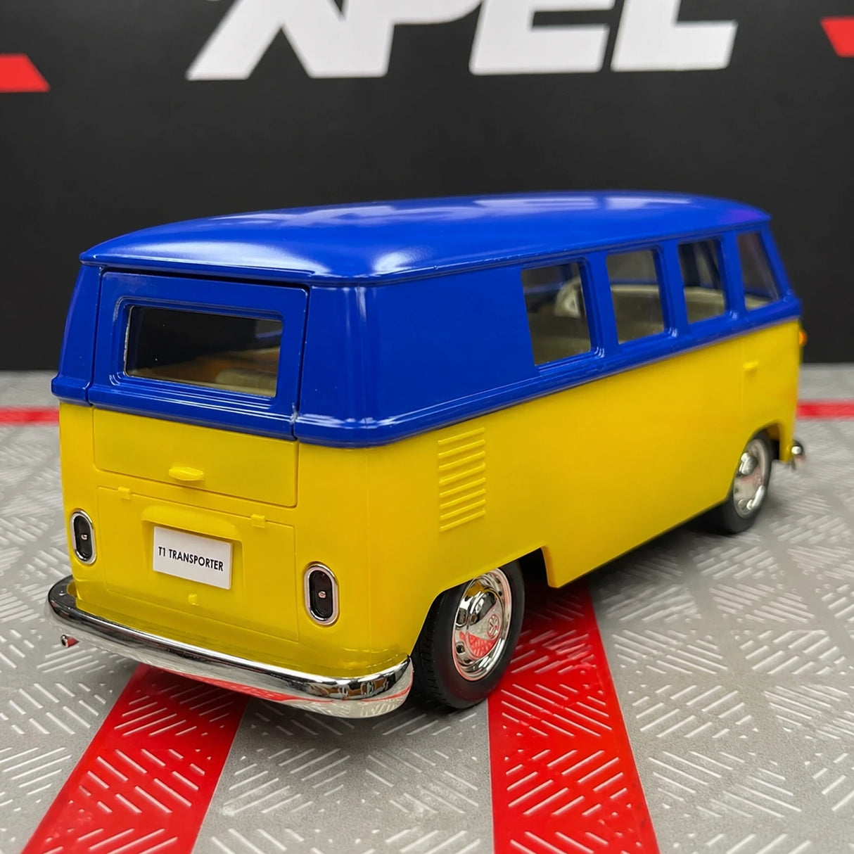 Volkswagen 1963 T1 Żółto-niebieski 1:36 – model wyświetlacza odlewany z odlewu