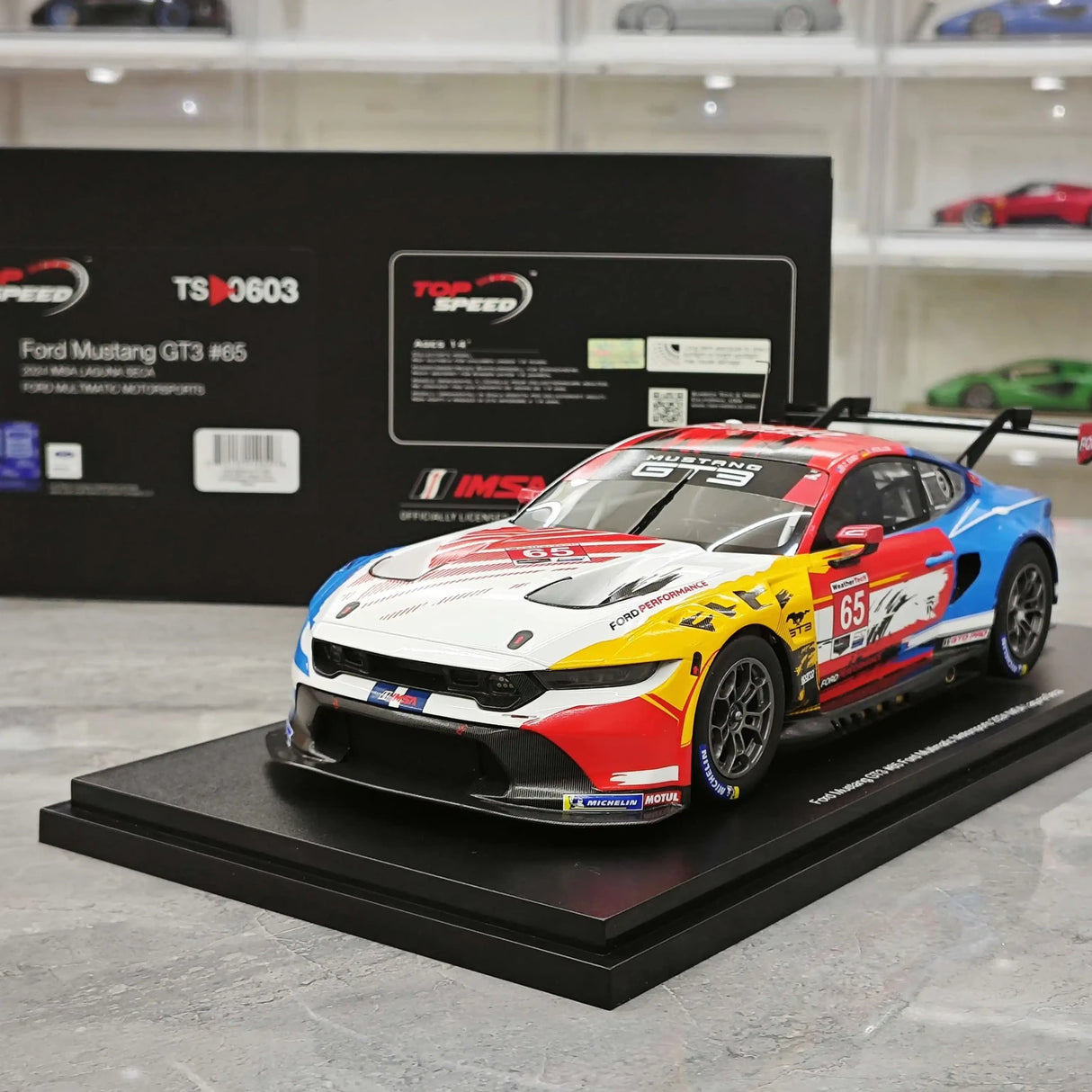 Ford 2024 Mustang GT3 Ford Multimatic Motorsports #65 1:18 Sammelmodell aus Harz von Top Speed – siehe 14