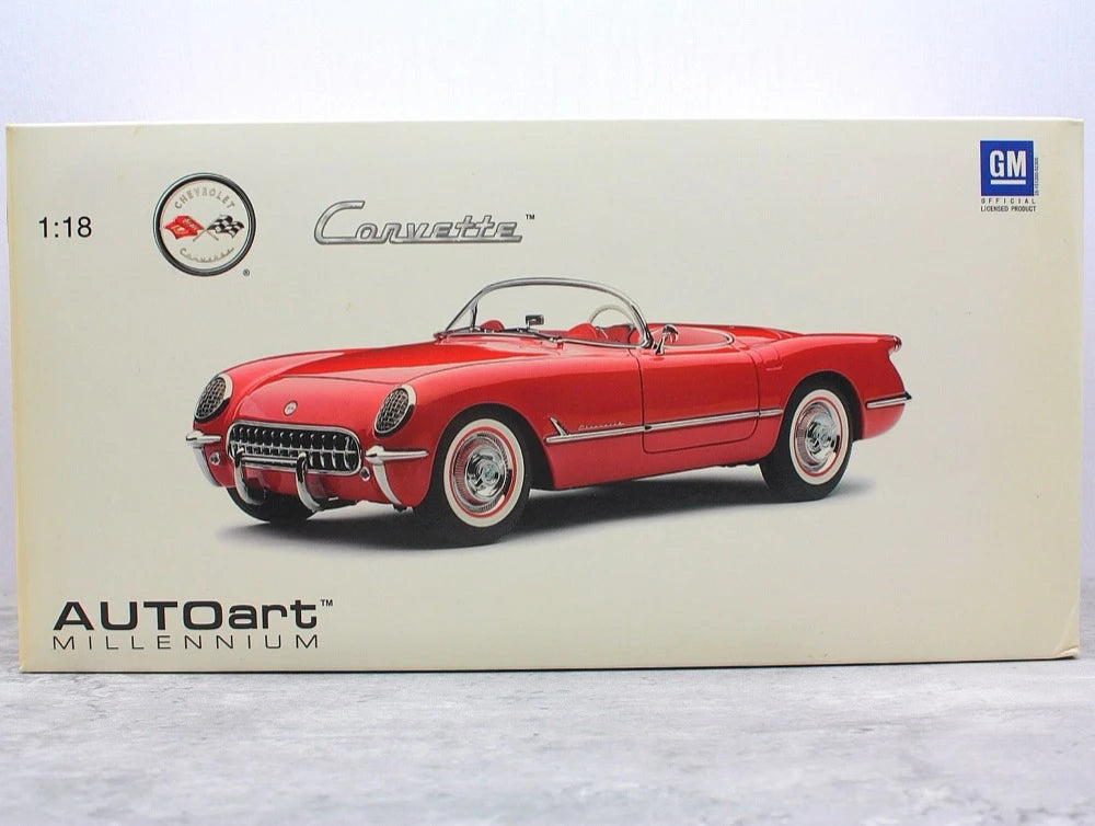AutoArt Chevrolet 1954 Corvette C1 Convertible vermelho 1:18 – modelo de coleção em metal fundido