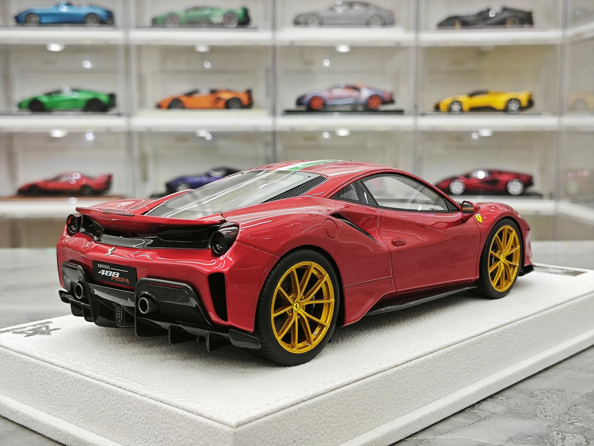 BBA Ferrari 2018 488 Pista Metallic Red Italian Flag Livery 1:18 – Collectible Resin Model Resin