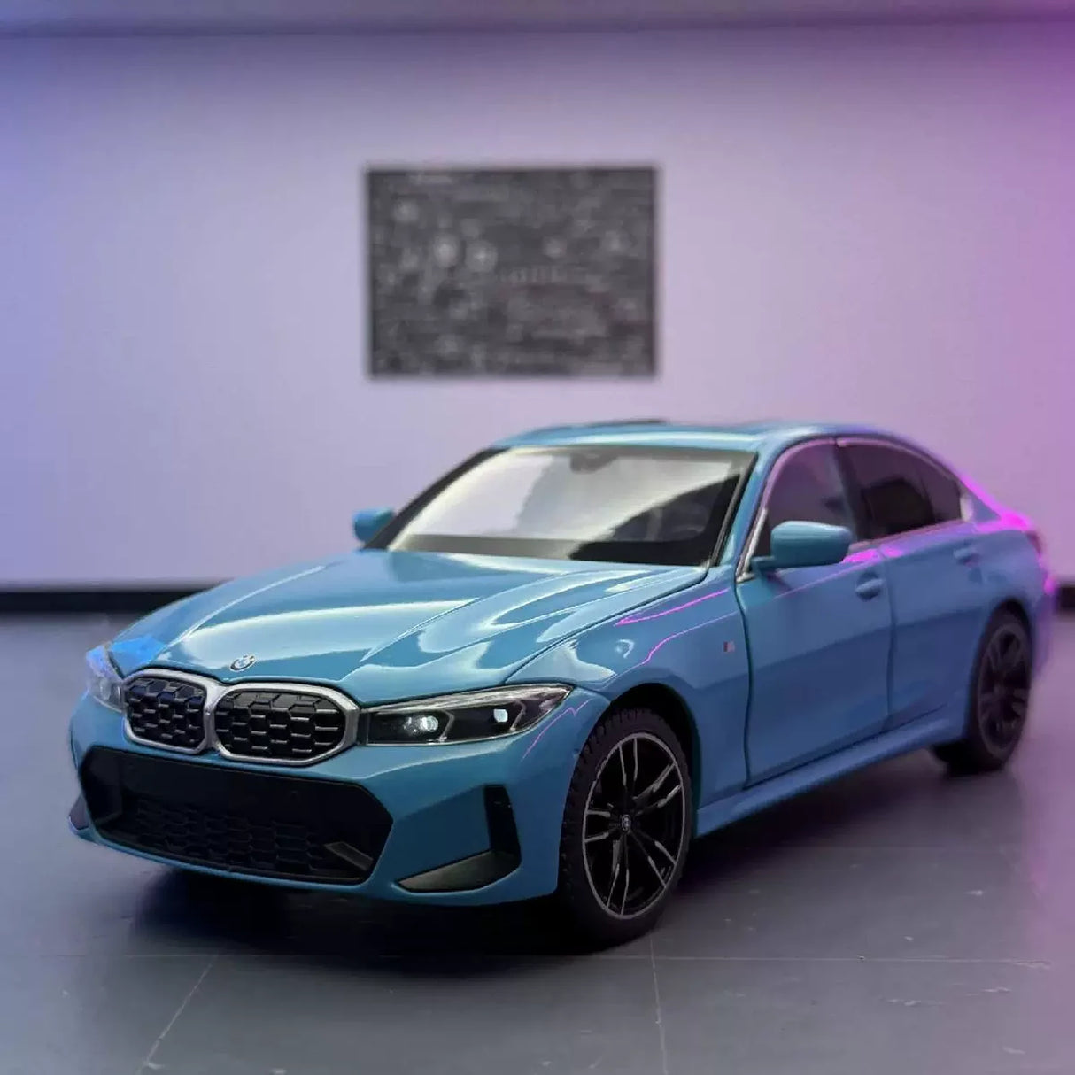 BMW 2022 325Li G28 LCI blauw 1:24 – diecast displaymodel