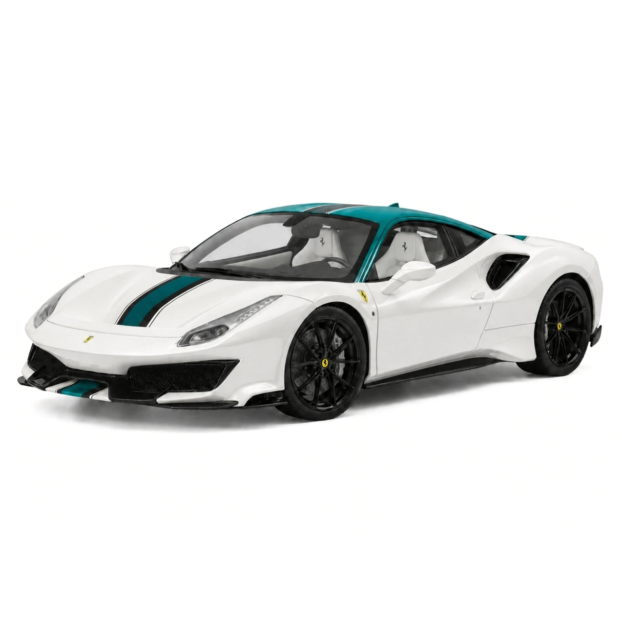 Henson & Heaven Ferrari 2018 488 피스타 화이트 그린 1:18 – 수집용 레진 모델 레진