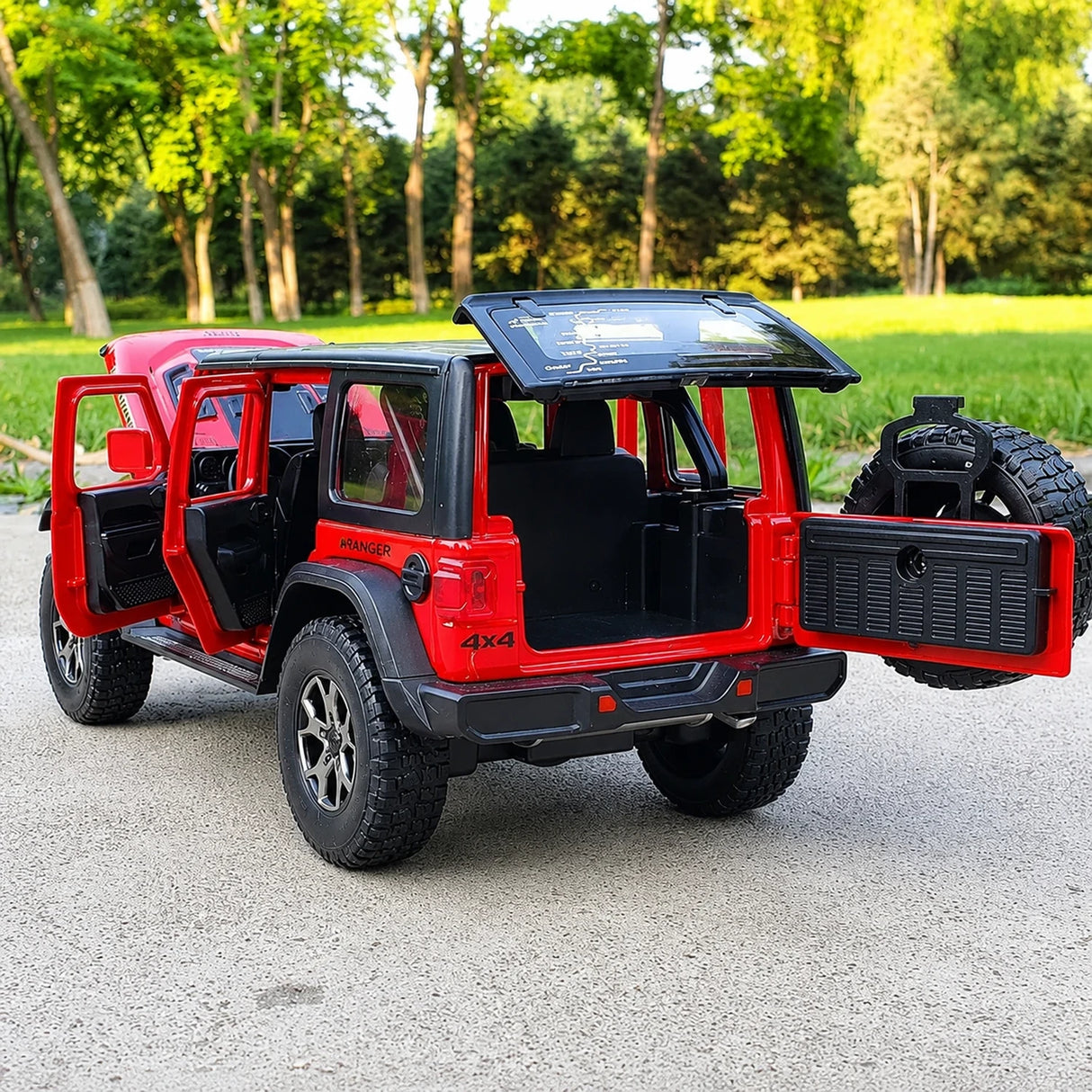 Jeep 2018 Wrangler Rubicon Rode 1:24 – Gegoten Beeldmodel Gietijzer