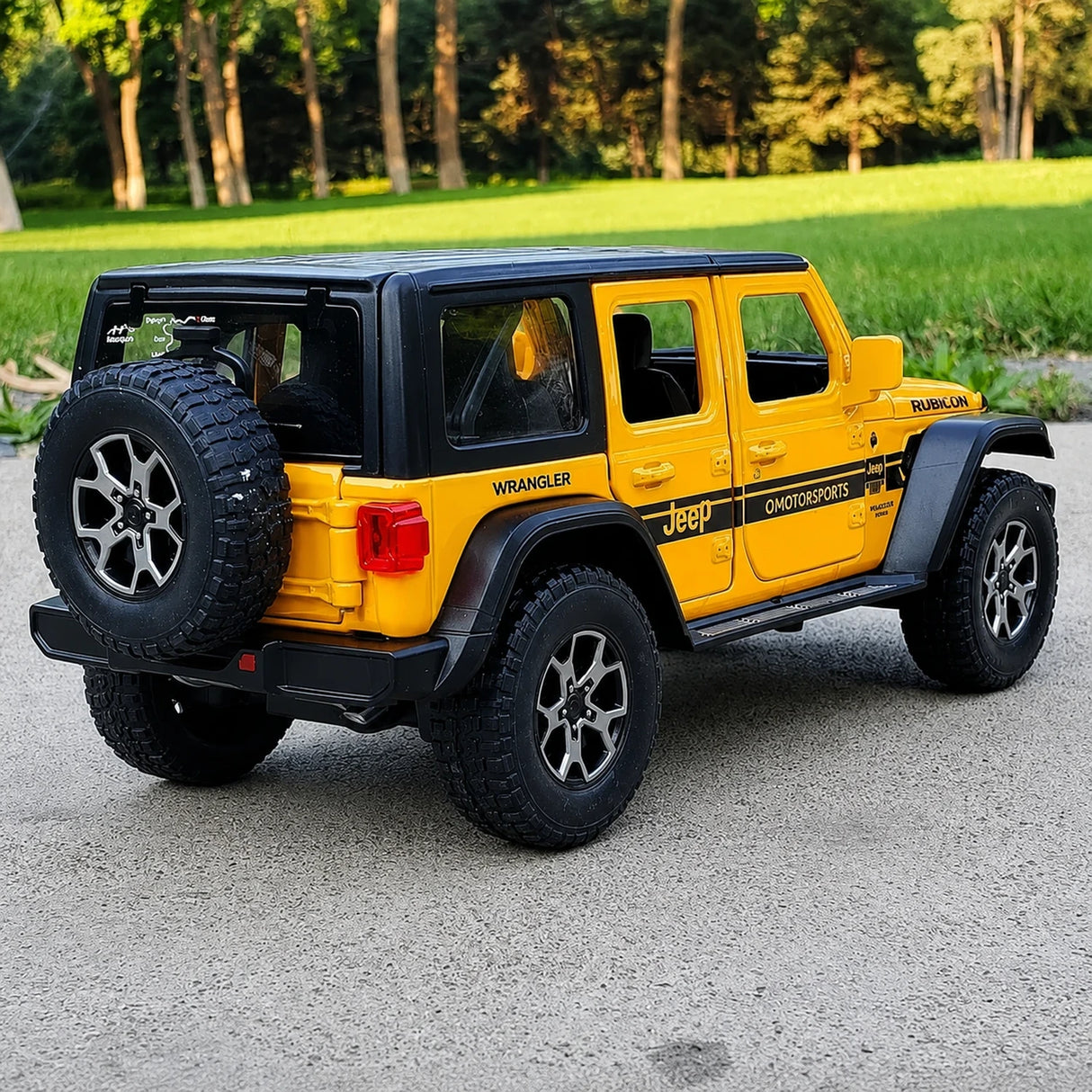Jeep 2018 Wrangler Rubicon geel 1:24 – diecast displaymodel
