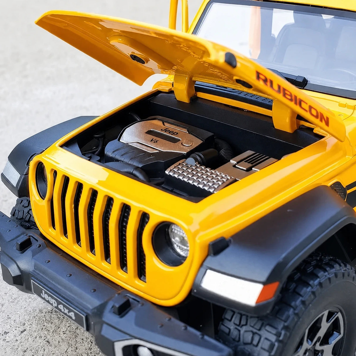 Jeep 2018 Wrangler Rubicon geel 1:24 – diecast displaymodel