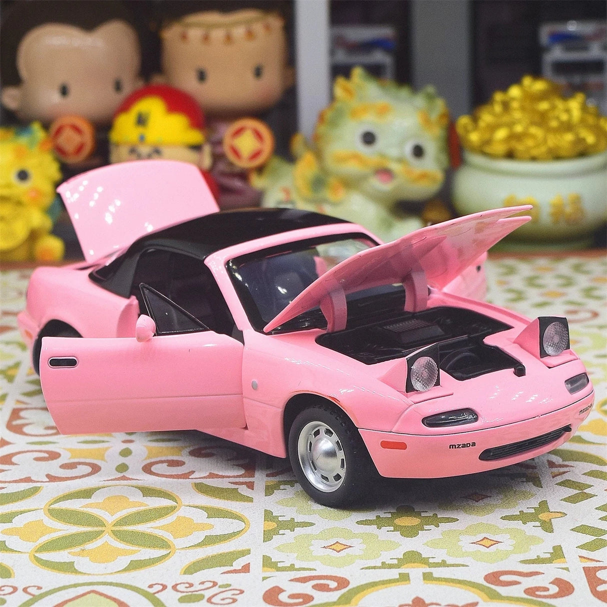 Mazda 1989 MX-5 미아타 NA 핑크 1:24 – 다이캐스트 디스플레이 모델 다이캐스트