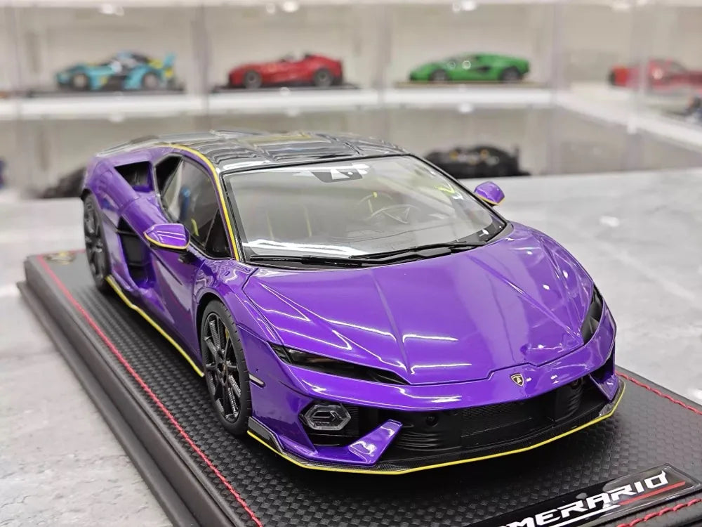 MR Kolekcja Lamborghini 2024 Temerario AP Purple 1:18 – kolekcjonerska żywica modelowa żywicowa (MR Collection)