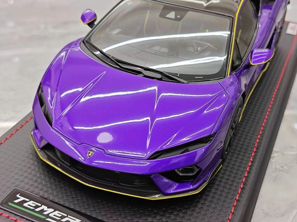 MR Kolekcja Lamborghini 2024 Temerario AP Purple 1:18 – kolekcjonerska żywica modelowa żywicowa (MR Collection)