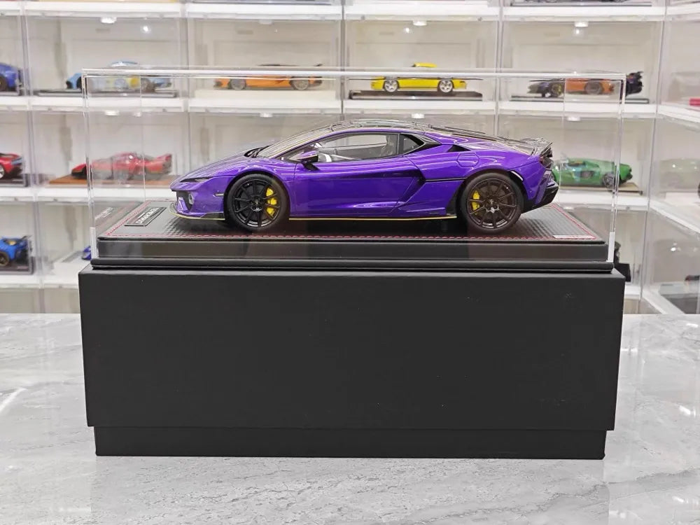 MR Kolekcja Lamborghini 2024 Temerario AP Purple 1:18 – kolekcjonerska żywica modelowa żywicowa (MR Collection)