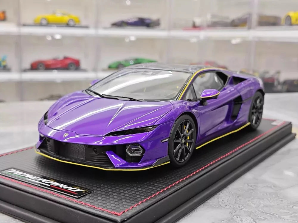 MR Kolekcja Lamborghini 2024 Temerario AP Purple 1:18 – kolekcjonerska żywica modelowa żywicowa (MR Collection)