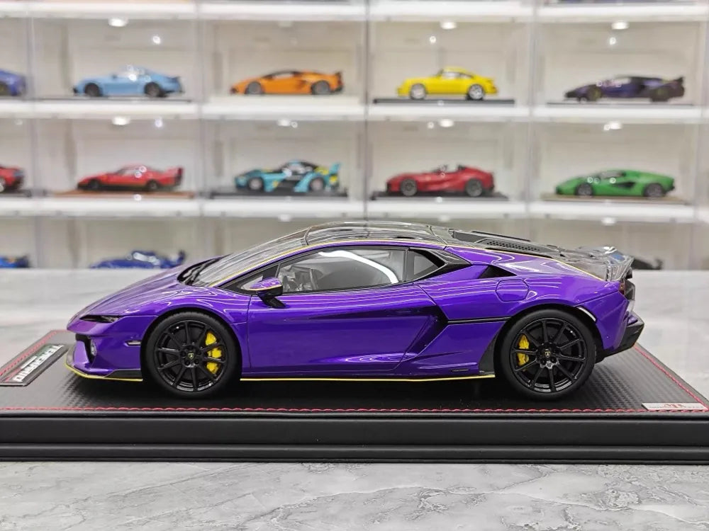 MR Kolekcja Lamborghini 2024 Temerario AP Purple 1:18 – kolekcjonerska żywica modelowa żywicowa (MR Collection)