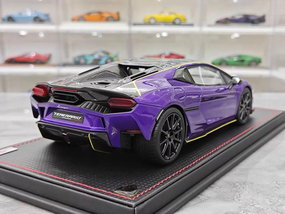 MR Kolekcja Lamborghini 2024 Temerario AP Purple 1:18 – kolekcjonerska żywica modelowa żywicowa (MR Collection)
