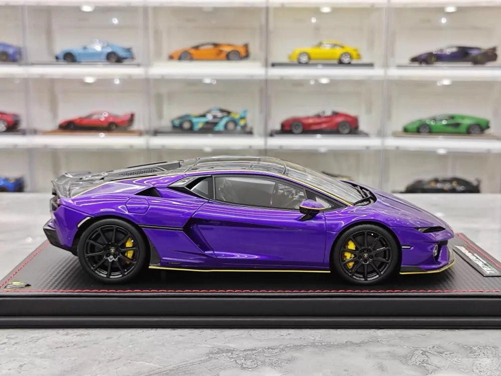 MR Kolekcja Lamborghini 2024 Temerario AP Purple 1:18 – kolekcjonerska żywica modelowa żywicowa (MR Collection)