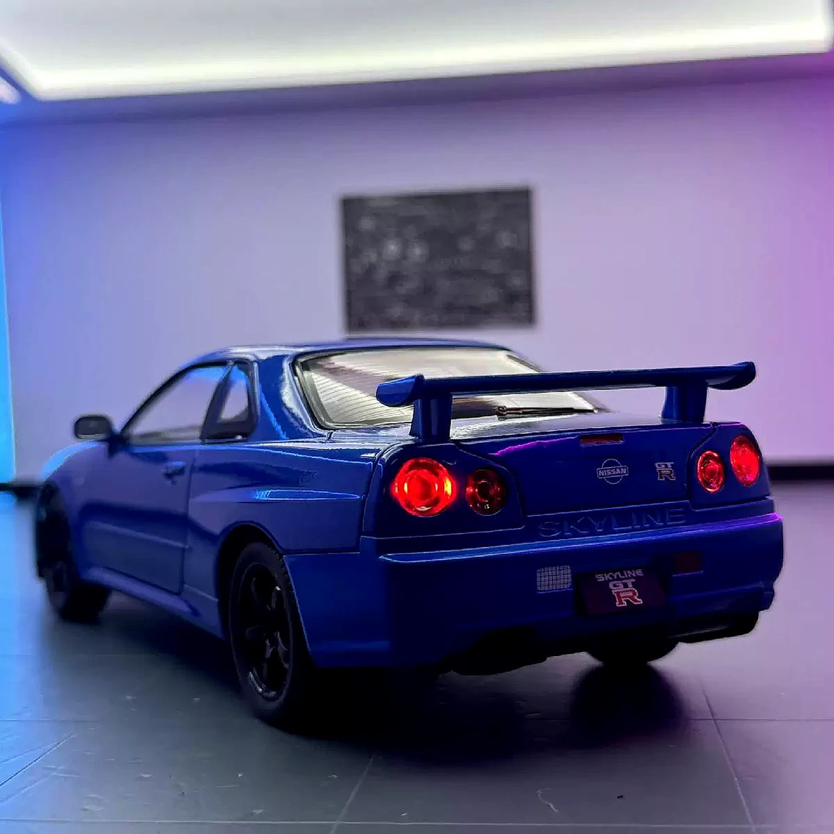 Nissan 1999 Skyline GT-R R34 blauw 1:24 – diecast displaymodel