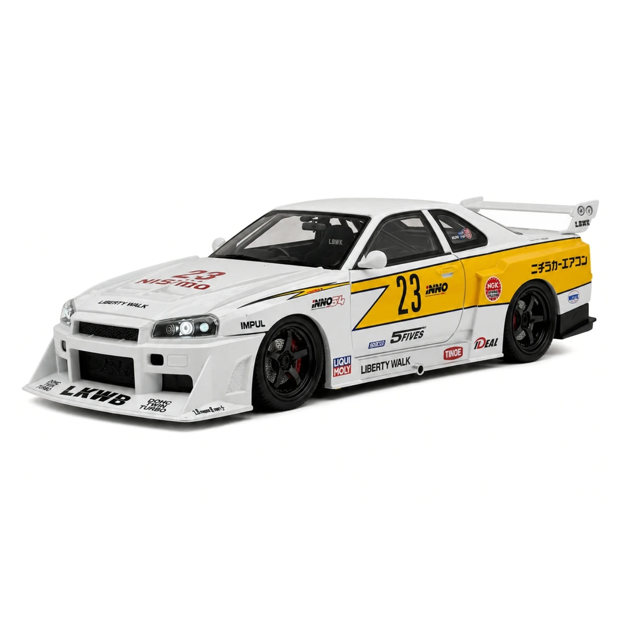 Nissan 1999 Skyline GT-R R34 LBWK wit #23 1:24 diecast displaymodel - aanzicht 10