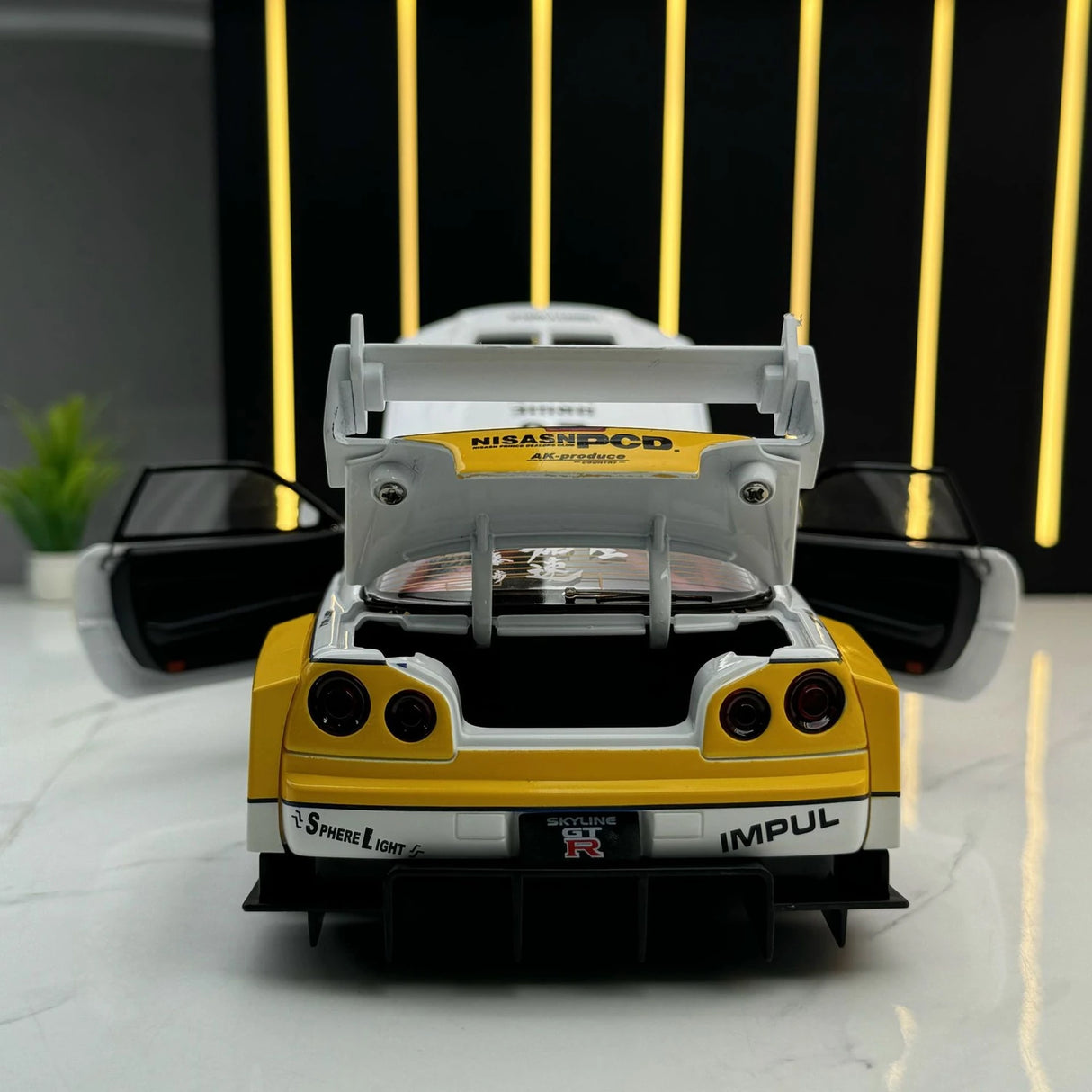 Nissan 1999 Skyline GT-R R34 LBWK wit #23 1:24 diecast displaymodel - aanzicht 9