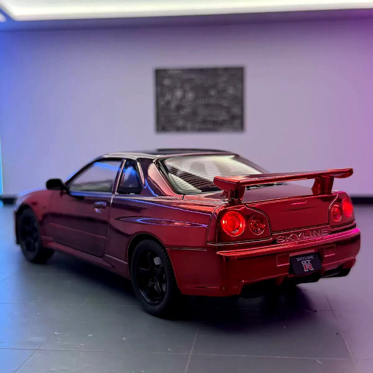 Nissan 1999 Skyline GT-R R34 Metallic rood 1:24 – diecast displaymodel