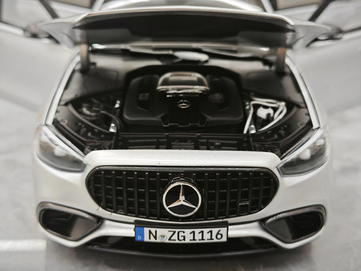 NZG Mercedes-AMG 2023 S 63 E Performance V223 Hightech Silver 1:18 – Collectible Diecast Model Die-Cast