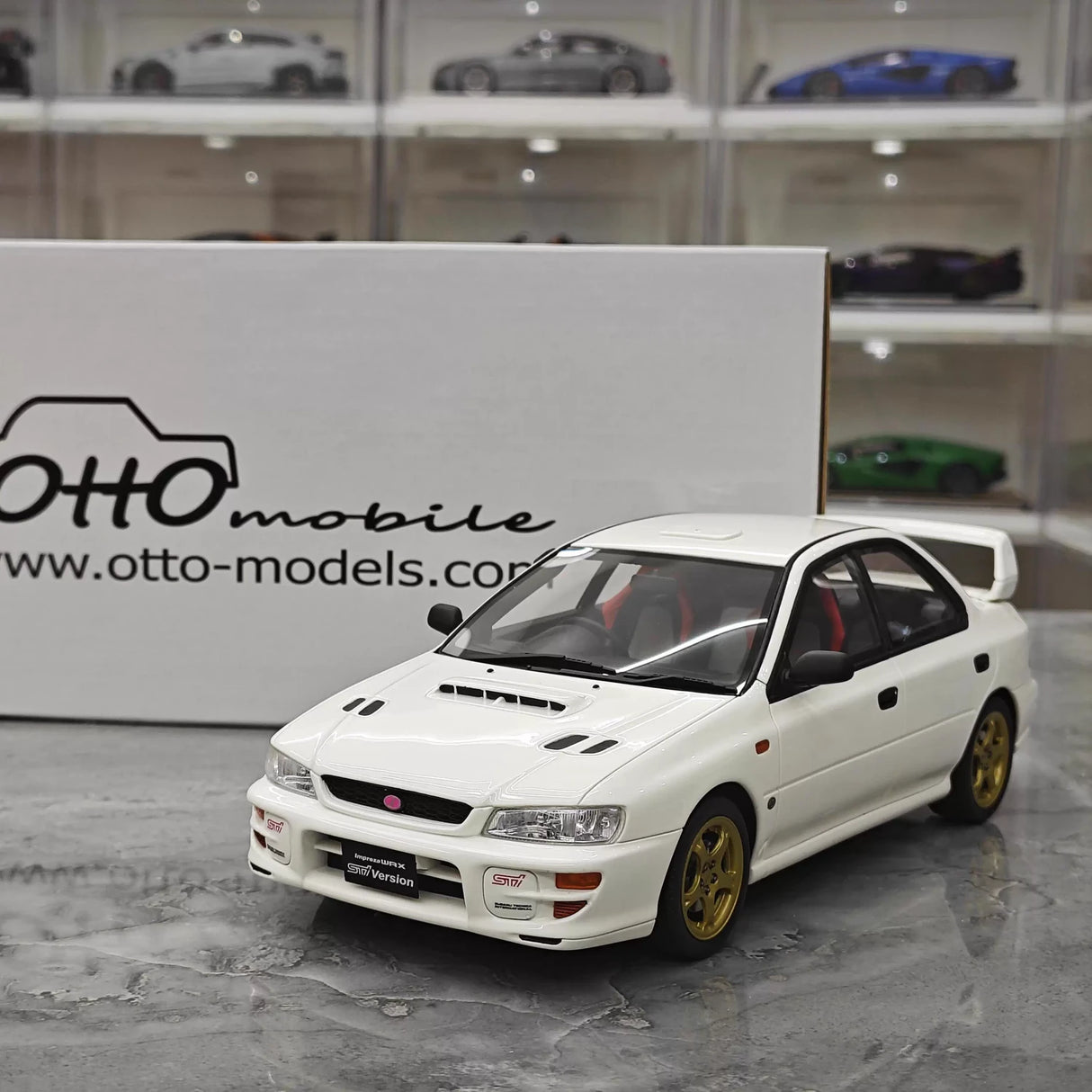 OTTO Subaru 1998 Impreza WRX STI Versão White 1:18 – Resina de Modelo de Resina de Coleção